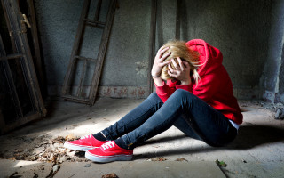 Woman sitting hoodie blood injury - her eye free wallpaper