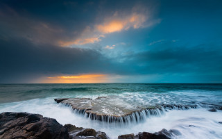 Ocean rock sunset clouds island - cloud above free wallpaper