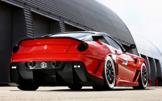 Red sports car building large - a large window free wallpaper