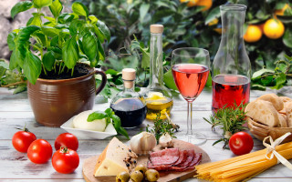 Food wine table vegetables fruits - alesso baldovinetti free wallpaper
