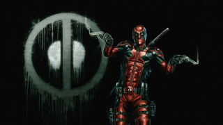 Deadpool guns peace sign comic - a black background free wallpaper for desktop