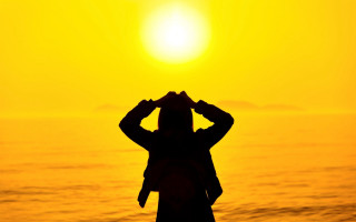 Beach sunset silhouette ocean horizon - a beach free wallpaper for desktop