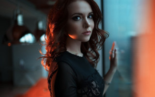 Woman longhair blueeyes portrait cigarette - a cigarette free wallpaper for desktop