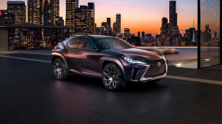 Futuristic car cityscape night lights - a city skyline in the background free wallpaper