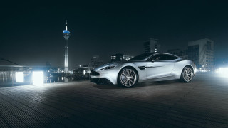 White car wooden floor night - a tall building free wallpaper