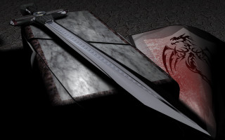 Sword book dragon table fantasy - blender and photoshop free wallpaper