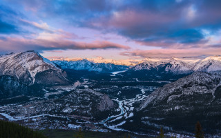 Mountain range river valley snow 2 - a valley below free wallpaper
