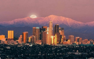 City mountains fullmoon pinksky purple - elbridge ayer burbank free wallpaper