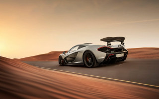 White sports car desert sunset 2 - andrew law free wallpaper