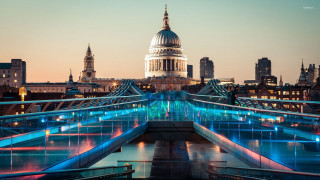 Bridge city night lights dome - a view of a city free wallpaper