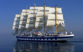 White sailboat blue sky water - blue free wallpaper