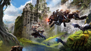 Giant robot forest city concept - a tall building free wallpaper