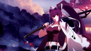 Purple dress woman sword mountain - a purple dress holding free wallpaper