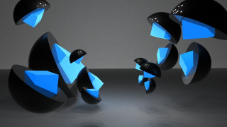 Black blue floating objects gray - cinema 4 d free wallpaper