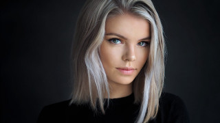 Blonde woman blue eyes black 8 - blue eye free wallpaper