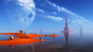 Beach people blueball space matte - sandy free wallpaper