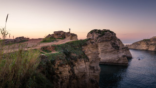 Cliff road boat sunset mountain - the water below free wallpaper