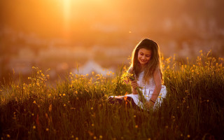 Girl field flower smiling autumn - elinor proby adams free wallpaper