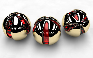 Shiny balls red ribbon raytraced - a red ribbon free wallpaper