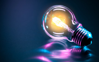 Glowing light bulb reflection blue - inside free wallpaper