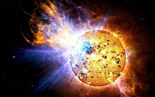 Star cluster bright blue yellow - sun free wallpaper for desktop