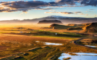 Scenic valley mountain river clouds 2 - a scenic view of a valley free wallpaper