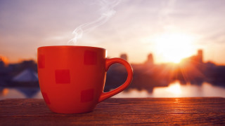 Coffee lake sunset mountains outdoor - hot free wallpaper