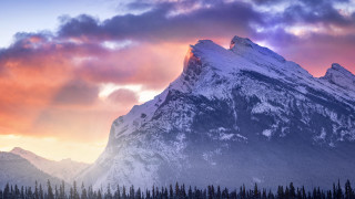 Mountain snow peak sunset pink - a pink sky free wallpaper