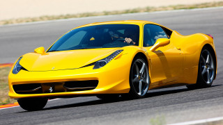Yellow sports car driving race - a race track free wallpaper for desktop