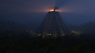 Tower light night trees fog - foggy free wallpaper