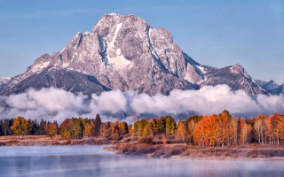 Mountain clouds trees lake autumn - cloud and trees free wallpaper for desktop
