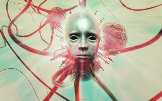 Strange face biomechanical cyberpunk energy - a strange face free wallpaper