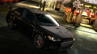 Black car cherry blossoms night - a black car free wallpaper