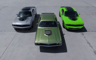 Three colored cars parking lot 4 - a concrete surface free wallpaper
