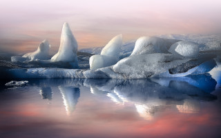 Iceberg lake mountains clouds sunset - a large iceberg free wallpaper
