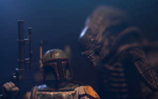 Toy figure gun helmet predator - beeple free wallpaper