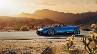 Blue cobra desert mountains sunset - a desert road free wallpaper