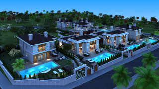 Large house pool trees bushes - isometric free wallpaper
