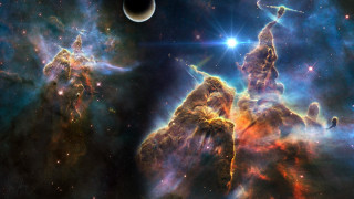 Star cluster galaxy black hole - space art free wallpaper