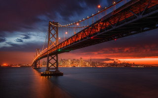 Bridge water city night lights 40 - night time free wallpaper for desktop
