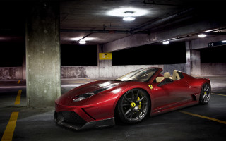 Red sports car parking garage 8 - a yellow light free wallpaper