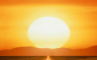Desert road sunset mountains ocean - the middle of a desert free wallpaper