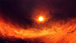 Orange sky fire mountain sunset - orange light free wallpaper
