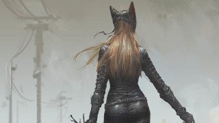 Woman cat suit cat mask - a foggy area free wallpaper