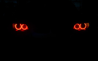Red lights glowing eyes girls - a white line free wallpaper