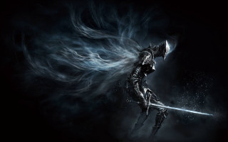 Black suit sword smoke night - a black suit holding free wallpaper
