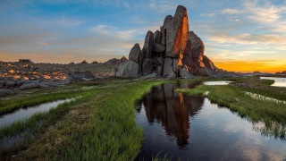 Rock formation river sunset namatjira - a reflection free wallpaper