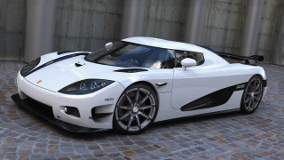 White sports car brick road - car free wallpaper