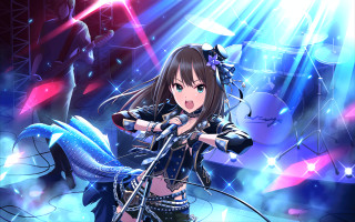Woman black outfit sword microphone - a black outfit holding free wallpaper