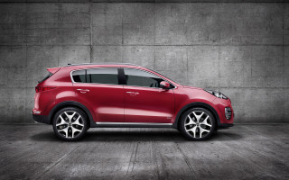 Red car concrete wall pavement - bernt tunold free wallpaper